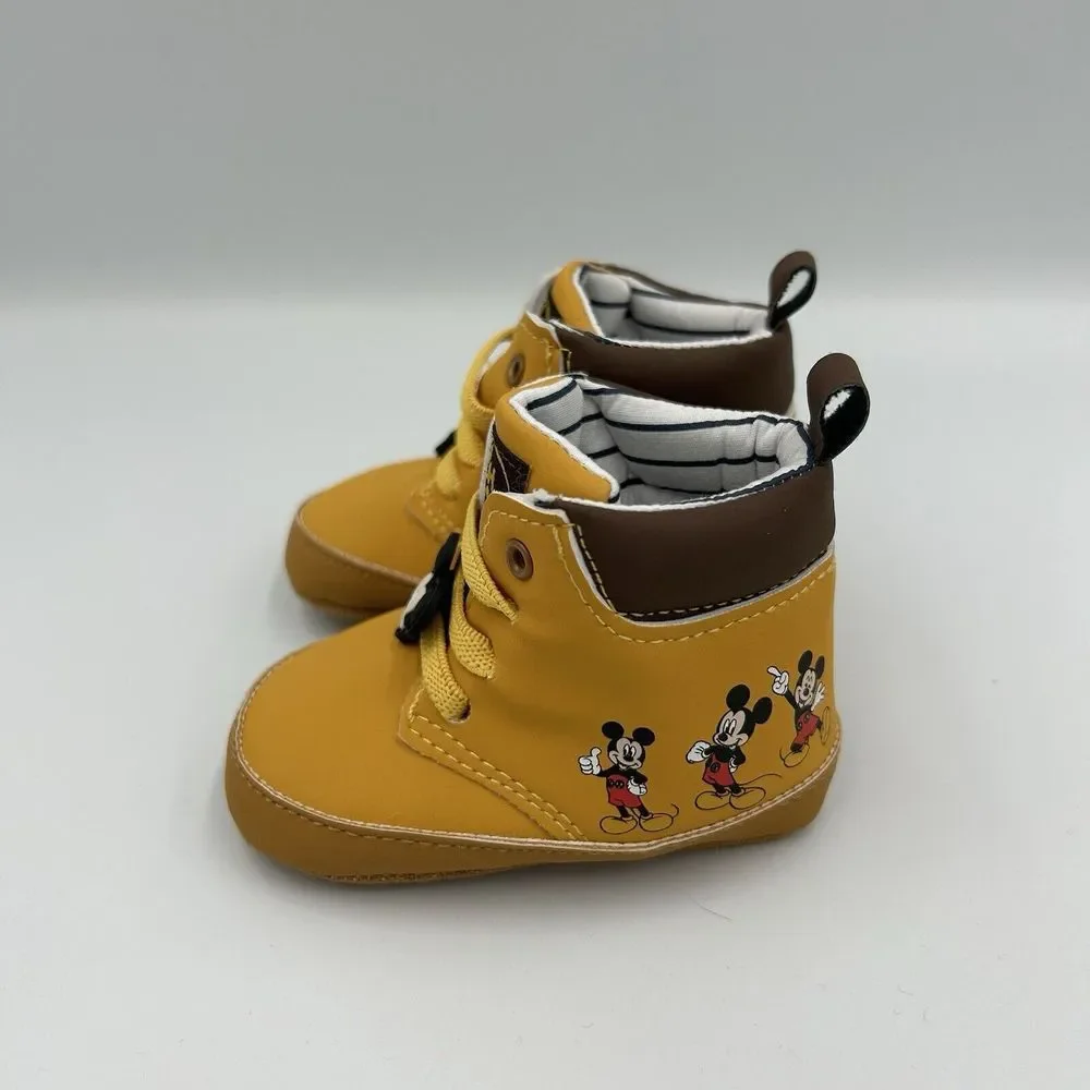 DISNEY BABY MICKEY MOUSE 3-9 Months Brown Little Walker‎ Shoe No box